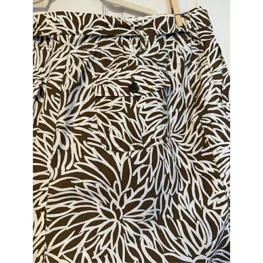 Lands End Women’s Skort Plus Sz. 22W Self Belt Pockets Brown/White